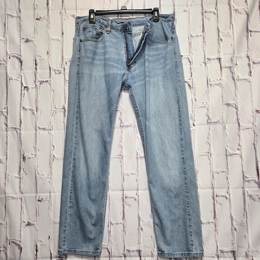 Y2K Levis 505 Regular Fit Jeans Mens 34x30 Light‎ Wash Blue Straight Leg Denim